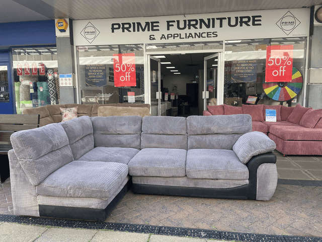Grey Corner Sofa with Footstall #U1218