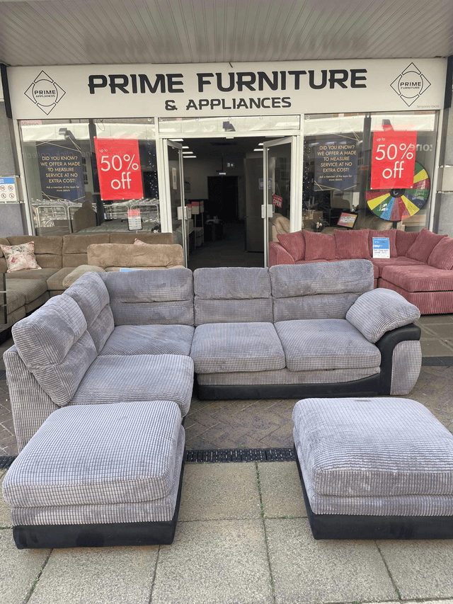 Grey Corner Sofa with Footstall #U1218