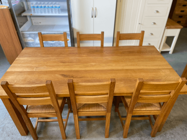 Laura Ashley Solid Oak Dining Table Including 6 Chairs